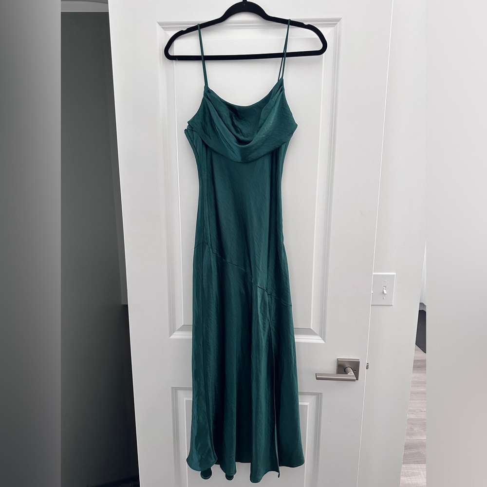 Saints + Secrets Forest Green Satin Dress